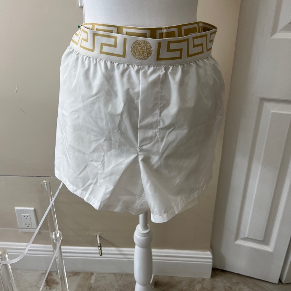 Versace White and Gold Men Swim Shorts